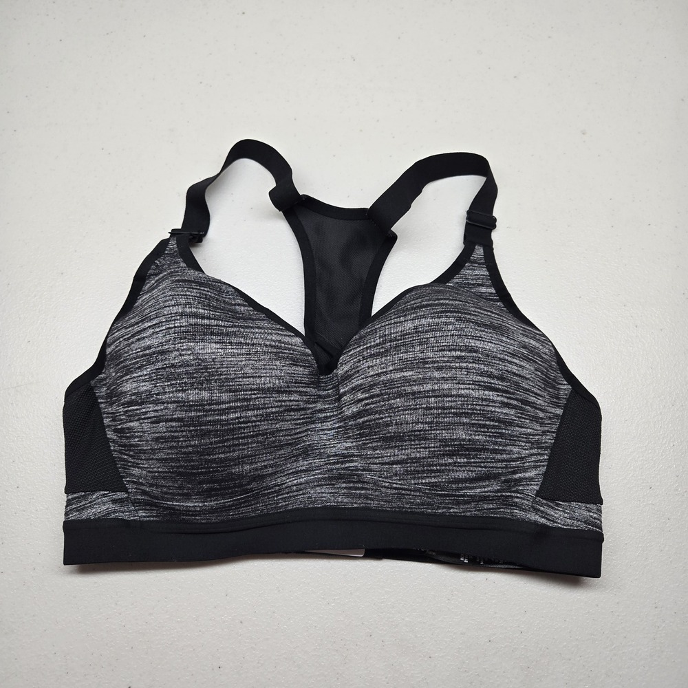 Victoria Sport Women Sports Bra 34C Black Gray Spacedye Wireless Mesh Strap